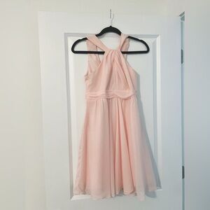 David’s Bridal Short Bridesmaid Dress, Size 4 in Blush Pink with Cute Neckline